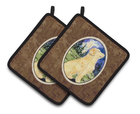 Picture of Carolines Treasures SS8977PTHD Golden Retriever Pair of Pot Holders, 7.5 x 3 x 7.5 in.