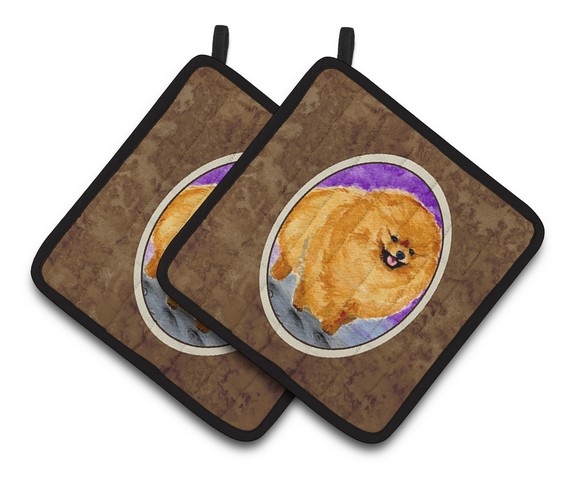 Picture of Carolines Treasures SS8681PTHD Pomeranian Pair of Pot Holders, 7.5 x 3 x 7.5 in.