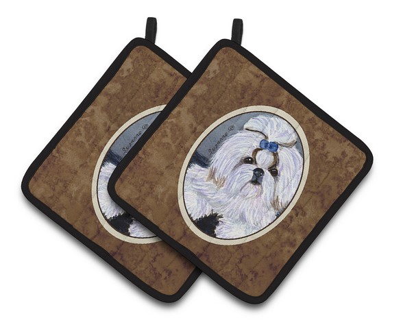 Picture of Carolines Treasures SS8685PTHD Shih Tzu Pair of Pot Holders, 7.5 x 3 x 7.5 in.