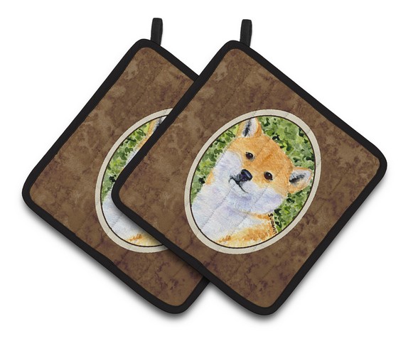 Picture of Carolines Treasures SS8719PTHD Shiba Inu Pair of Pot Holders, 7.5 x 3 x 7.5 in.