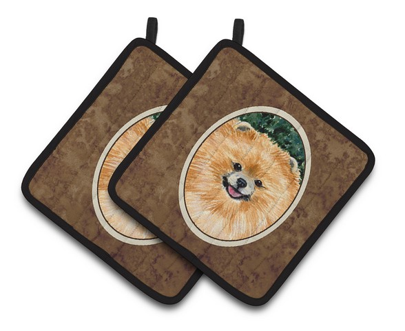 Picture of Carolines Treasures SS8725PTHD Pomeranian Pair of Pot Holders, 7.5 x 3 x 7.5 in.