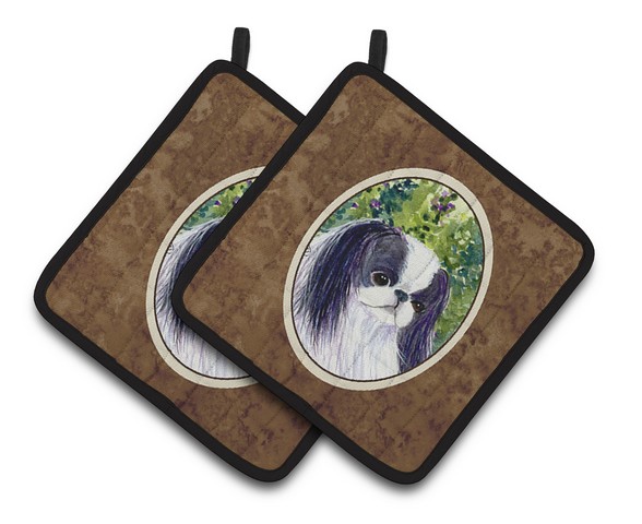 Picture of Carolines Treasures SS8730PTHD Japanese Chin Pair of Pot Holders, 7.5 x 3 x 7.5 in.