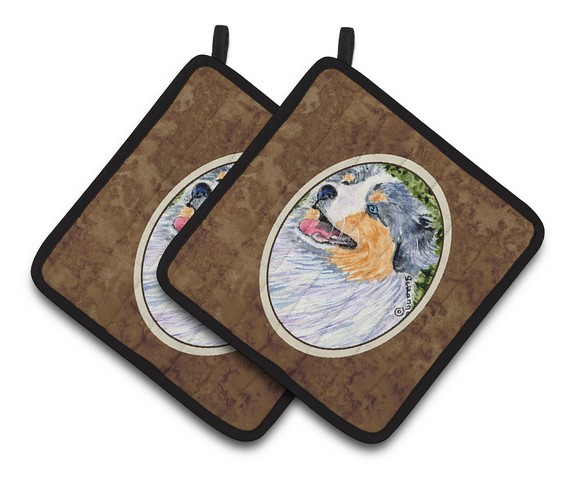 Picture of Carolines Treasures SS8736PTHD Australian Shepherd Pair of Pot Holders, 7.5 x 3 x 7.5 in.
