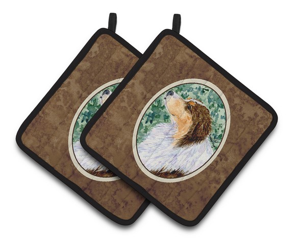 Picture of Carolines Treasures SS8738PTHD Australian Shepherd Pair of Pot Holders, 7.5 x 3 x 7.5 in.