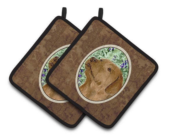 Picture of Carolines Treasures SS8743PTHD Chocolate Labrador Pair of Pot Holders, 7.5 x 3 x 7.5 in.