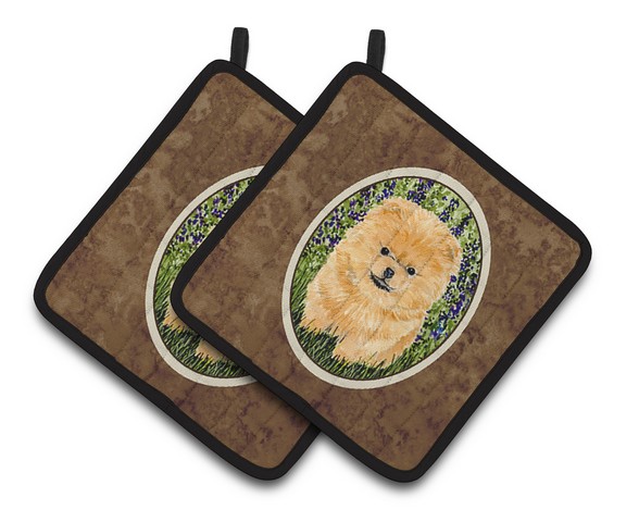 Picture of Carolines Treasures SS8746PTHD Pomeranian Pair of Pot Holders, 7.5 x 3 x 7.5 in.