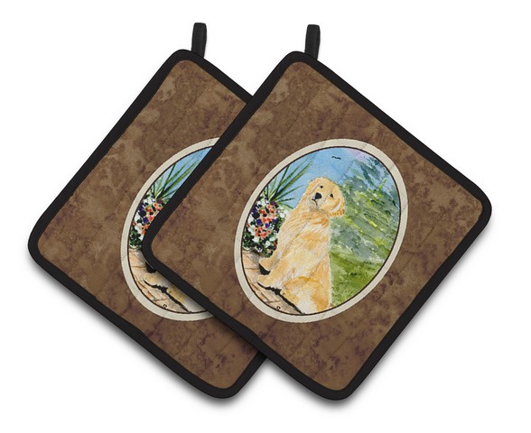 Picture of Carolines Treasures SS8758PTHD Golden Retriever Pair of Pot Holders, 7.5 x 3 x 7.5 in.