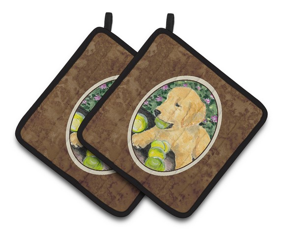 Picture of Carolines Treasures SS8759PTHD Golden Retriever Pair of Pot Holders, 7.5 x 3 x 7.5 in.