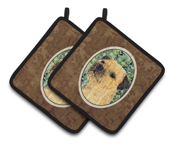 Picture of Carolines Treasures SS8801PTHD Border Terrier Pair of Pot Holders, 7.5 x 3 x 7.5 in.