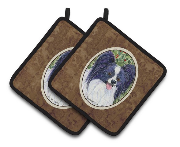 Picture of Carolines Treasures SS8811PTHD Papillon Pair of Pot Holders, 7.5 x 3 x 7.5 in.