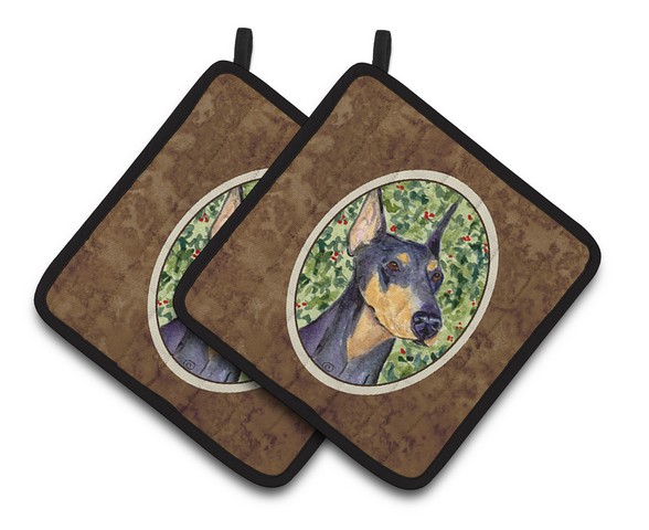 Picture of Carolines Treasures SS8812PTHD Doberman Pair of Pot Holders, 7.5 x 3 x 7.5 in.