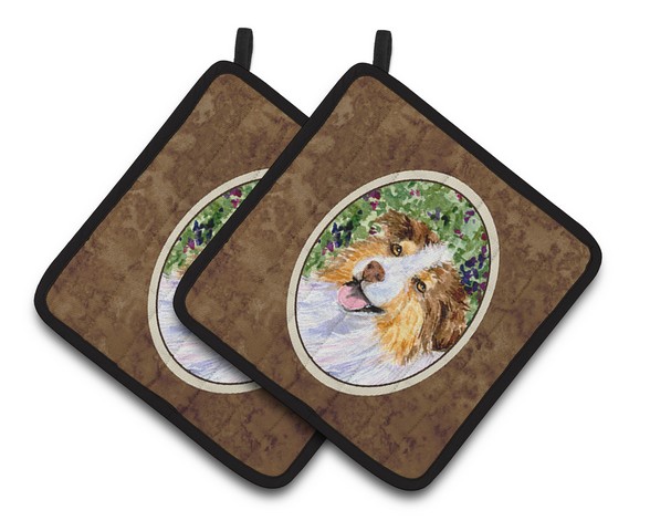 Picture of Carolines Treasures SS8819PTHD Australian Shepherd Pair of Pot Holders, 7.5 x 3 x 7.5 in.