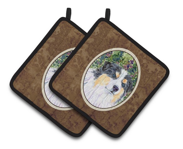 Picture of Carolines Treasures SS8821PTHD Australian Shepherd Pair of Pot Holders, 7.5 x 3 x 7.5 in.