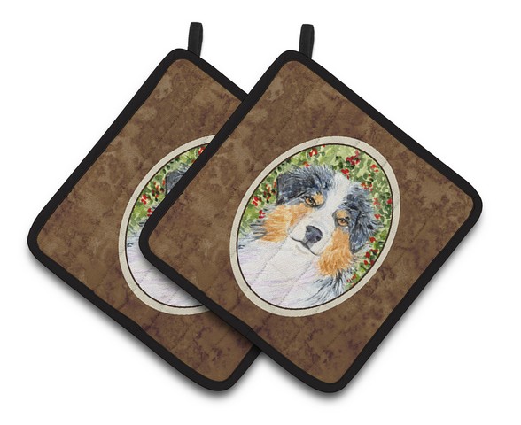 Picture of Carolines Treasures SS8848PTHD Australian Shepherd Pair of Pot Holders, 7.5 x 3 x 7.5 in.