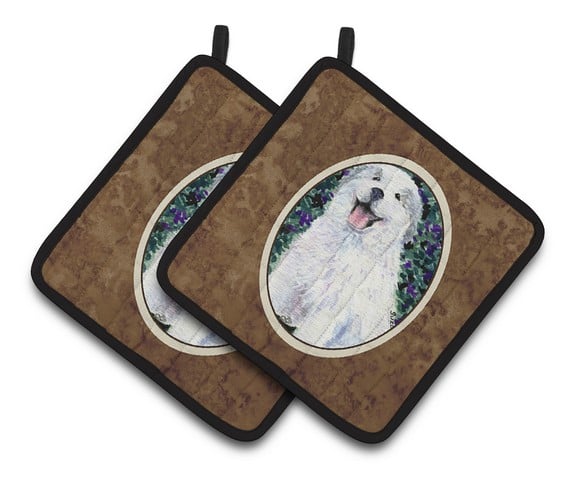 Great Pyrenees Pair of Pot Holders 7.5 x 3 x 7.5 in.