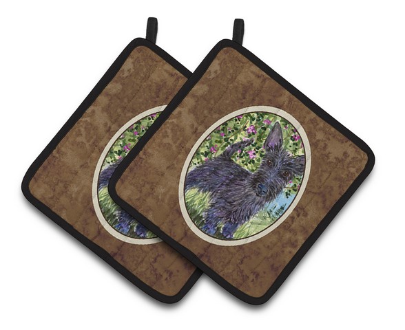 Scottish Terrier Pair of Pot Holders - 7.5 x 3 x 7.5 in.