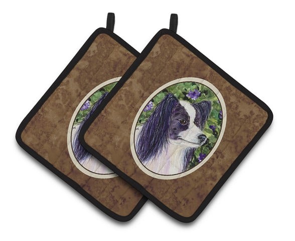 Papillon Pair of Pot Holders 7.5 x 3 x 7.5 in.