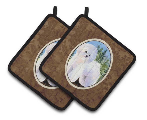 Bichon Frise Pair of Pot Holders 7.5 x 3 x 7.5 in.