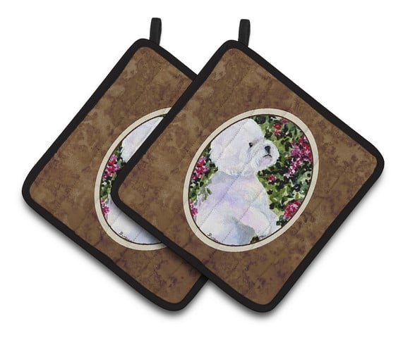 SS8917PTHD Bichon Frise Pair of Pot Holders, 7.5 x 3 x 7.5 in.