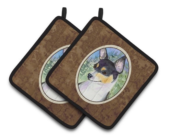 Rat Terrier Pair of Pot Holders 7.5 x 3 x 7.5 in.