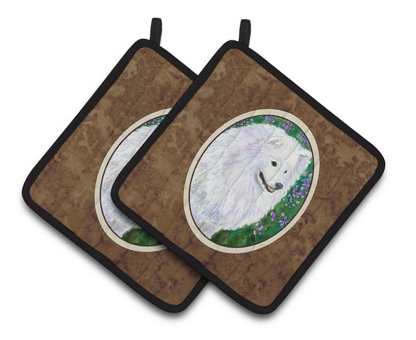 Picture of Carolines Treasures SS8965PTHD American Eskimo Pair of Pot Holders, 7.5 x 3 x 7.5 in.