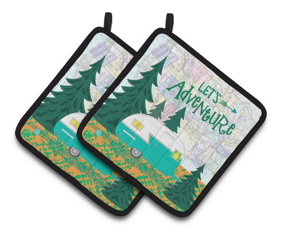 Picture of Carolines Treasures VHA3003PTHD Lets Adventure Glamping Trailer Pair of Pot Holders, 7.5 x 3 x 7.5 in.