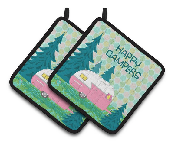 Picture of Carolines Treasures VHA3004PTHD Happy Campers Glamping Trailer Pair of Pot Holders, 7.5 x 3 x 7.5 in.