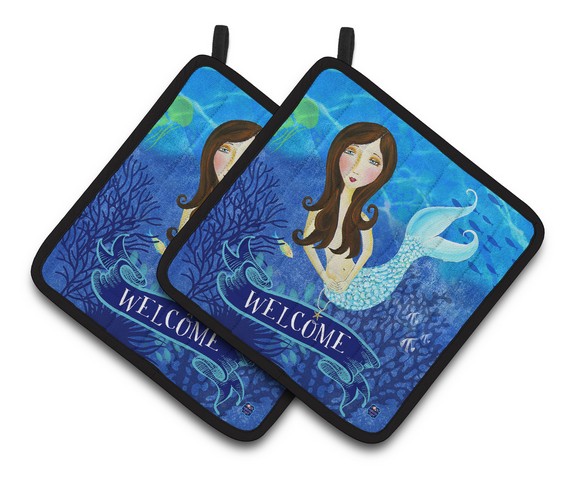 Picture of Carolines Treasures VHA3010PTHD Welcome Mermaid Pair of Pot Holders, 7.5 x 3 x 7.5 in.