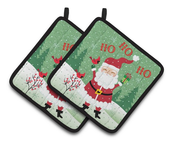 Merry Christmas Santa Claus Ho Ho Ho Pair of Pot Holders - 7.5 x 3 x 7.5 in -  CoolCookware, CO3376750