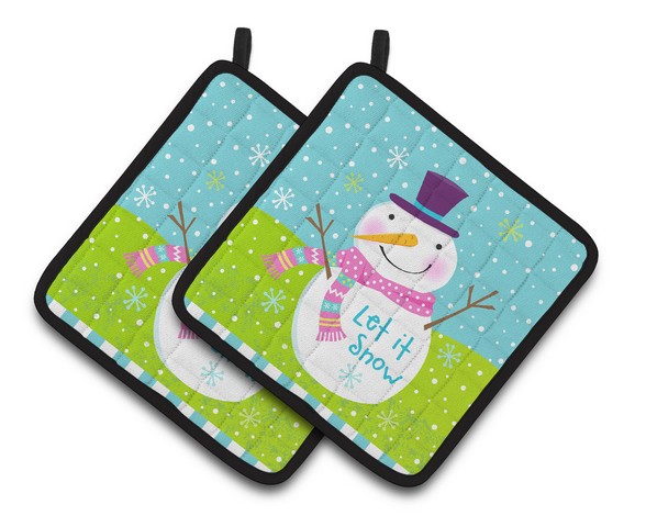 Picture of Carolines Treasures VHA3017PTHD Christmas Snowman Let it Snow Pair of Pot Holders, 7.5 x 3 x 7.5 in.