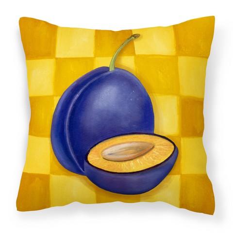 Olive on Gold Checkerboard Fabric Decorative Pillow - 14 x 3 x 14 in.