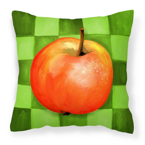 Apple on Green Checkerboard Fabric Decorative Pillow 14 x 3 x 14 in.