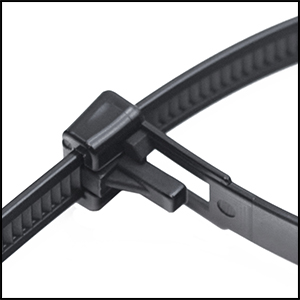 8 in. Ultra Violet Black Releasable Cable Tie, 50 lbs - Pack of 100