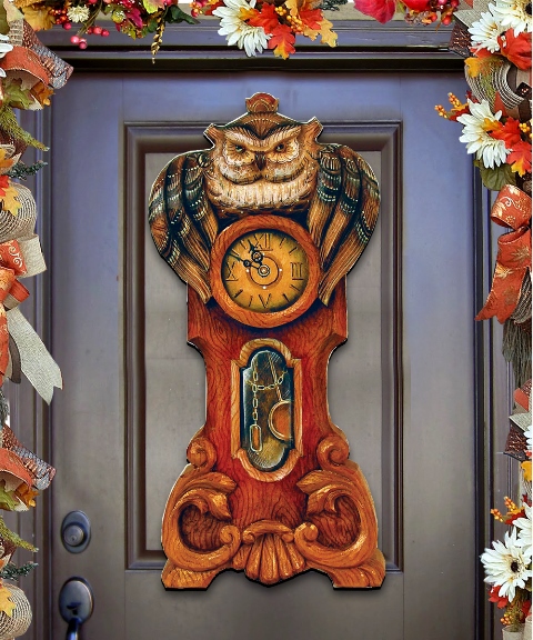 Halloween Owl Clock - Multi Color - 0.25in. Thick - Handcrafted Decorative Art
