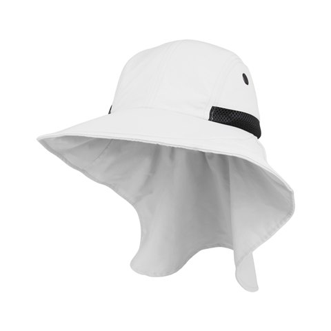Picture of Juniper J7213B Ladies Nylon Wide Brim Flap Cap, White