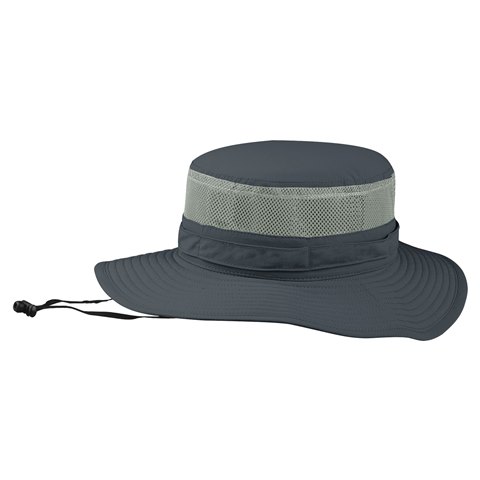 J7231 Taslon UV Bucket Hat With Mesh Crown, Charcoal - Small & Medium