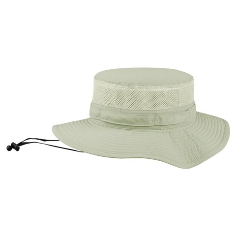J7231 Taslon UV Bucket Hat With Mesh Crown, Khaki - Small & Medium