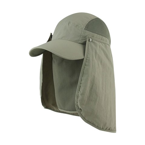 J7239 Taslon UV Cap With Removable Neck Flap, Olive