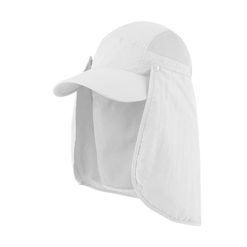 J7239 Taslon UV Cap With Removable Neck Flap, White