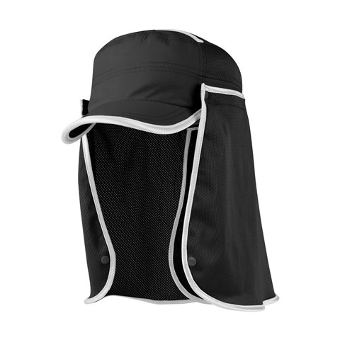J7241 Taslon UV Fidel Cap With Flap, Black