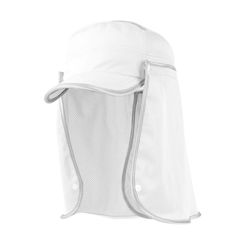 J7241 Taslon UV Fidel Cap With Flap, White