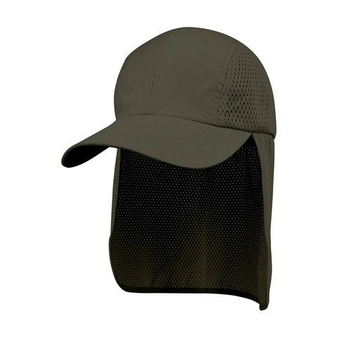 J7692 Microfiber Cap With Mesh Flap, Dark Olive