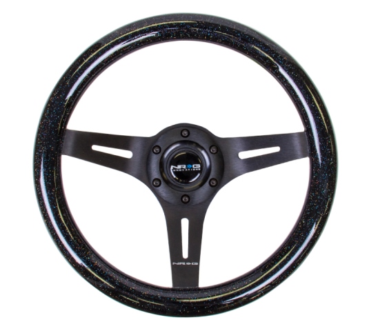 310 mm Black Sparkled Wood Grain Wheel with 3 Spoke Center