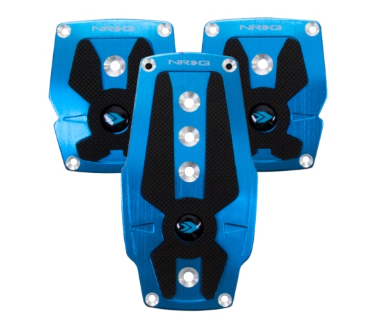 Picture of NRG Innovations PDL-200BL Brushed Blue Aliminum sport pedal with Black Rubber Inserts MT