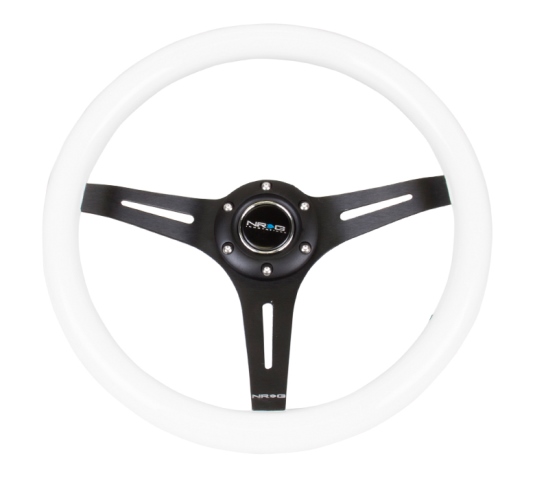 ST-015BK-WT 350 mm White Paint Grip Classic Wood Grain Wheel 3 Black Spokes
