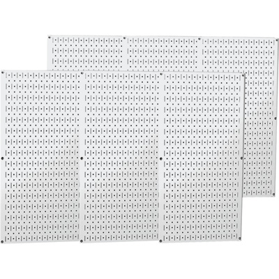 Pegboard Panel, Round 1/4 in Holes, 1 in Hole Spacing, 32 in H x 96 in W x 3/4 in D, White