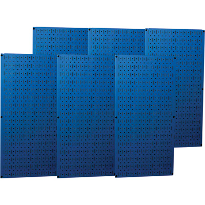 Pegboard Panel, Round 1/4 in Holes, 1 in Hole Spacing, 32 in H x 96 in W x 3/4 in D, Blue