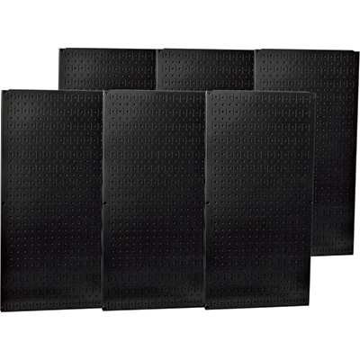 Pegboard Panel, Round 1/4 in Holes, 1 in Hole Spacing, 32 in H x 96 in W x 3/4 in D, Black