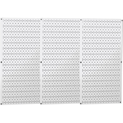 Pegboard Panel, Round 1/4 in Holes, 1 in Hole Spacing, 32 in H x 48 in W x 3/4 in D, White