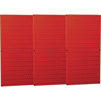 Pegboard Panel, Round 1/4 in Holes, 1 in Hole Spacing, 32 in H x 48 in W x 3/4 in D, Red